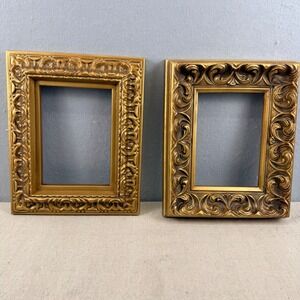 Vintage 1971 I.I.C. Gold Ornate Picture Frames Set of 2 Hollywood Regency 1043
